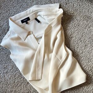 Theory Minimalist Cropped Button-Down Sleeveless Shirt